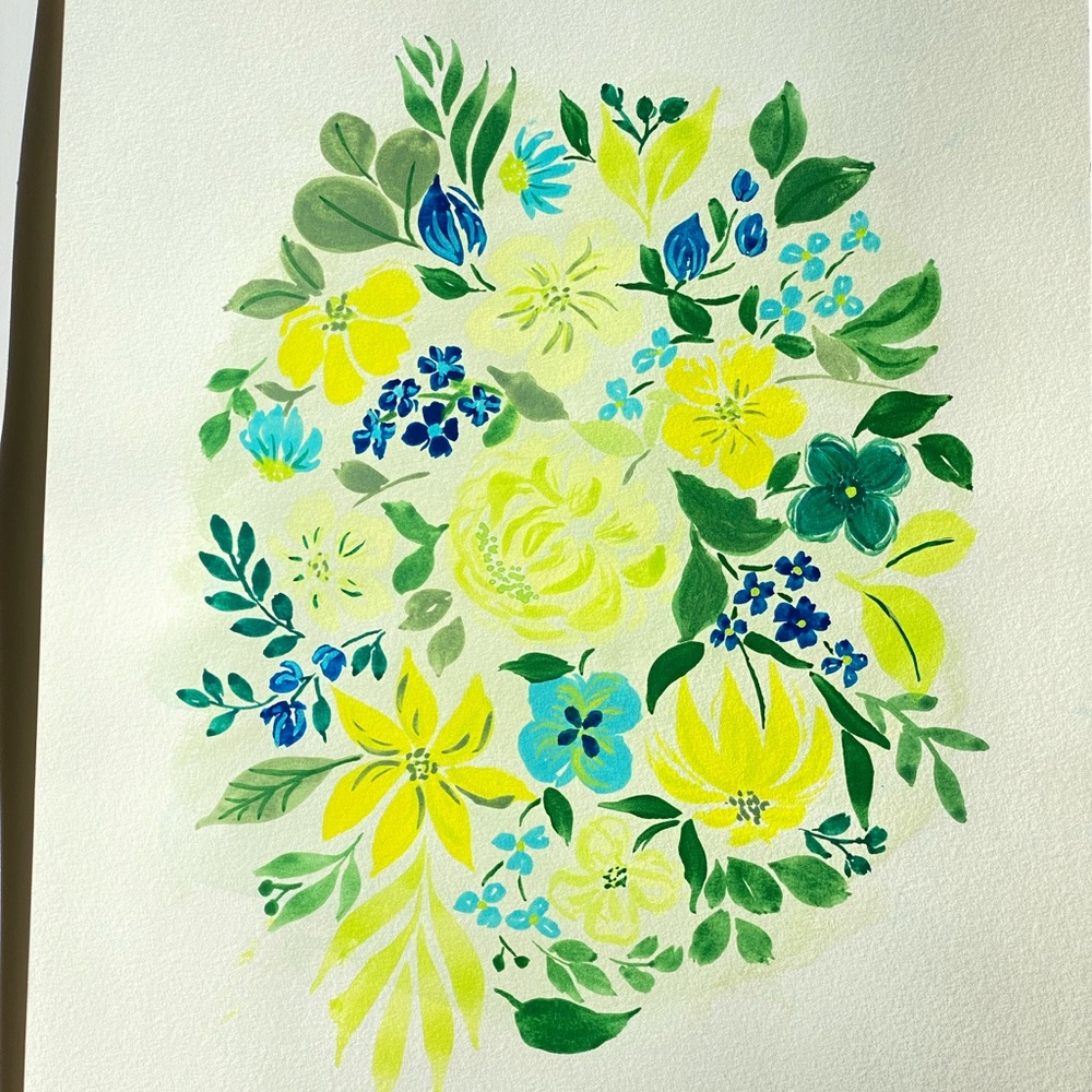 Handmade gouache painting. Original.